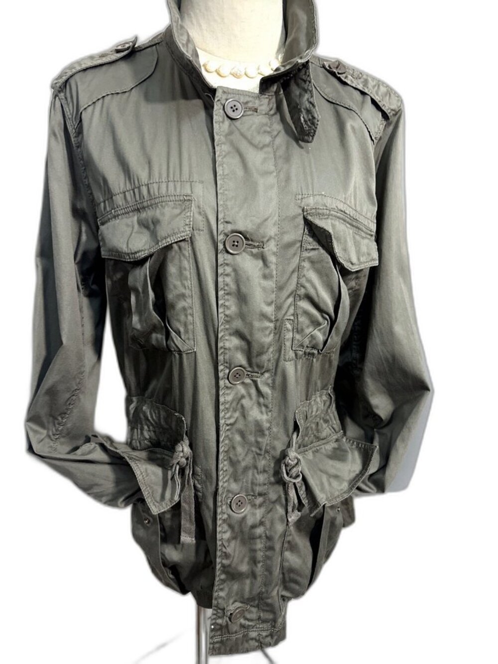 Joe Fresh Military Green Utility Jacket Womens L Fits M-L 100% Cotton